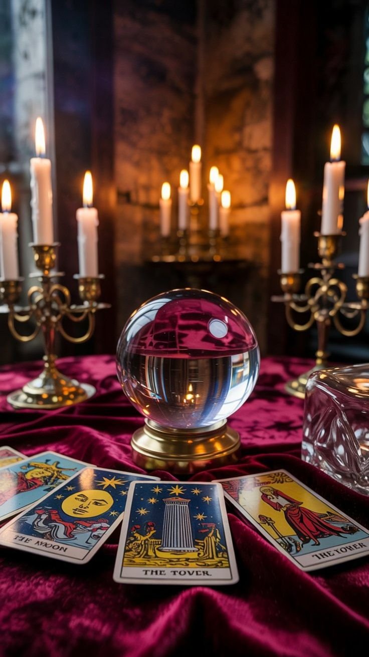 Professional astrologer performing tarot card reading to provide guidance on love, career, and life decisions