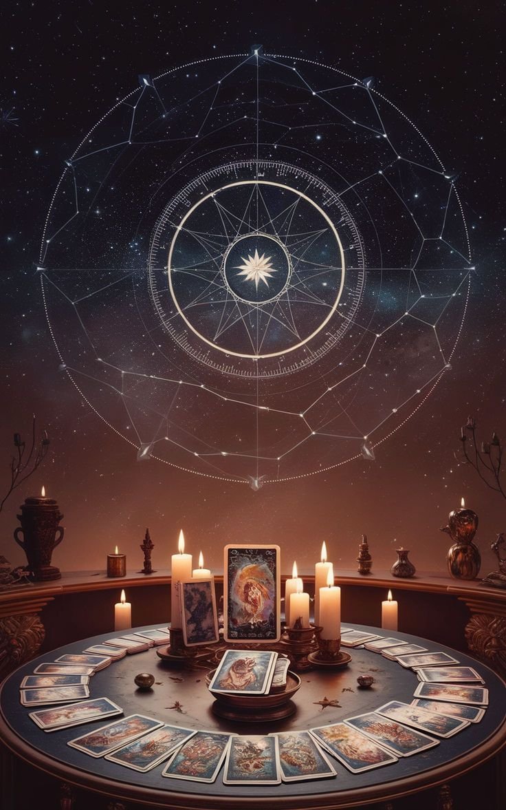 Experienced astrologer practicing traditional astrology services with charts and sacred rituals